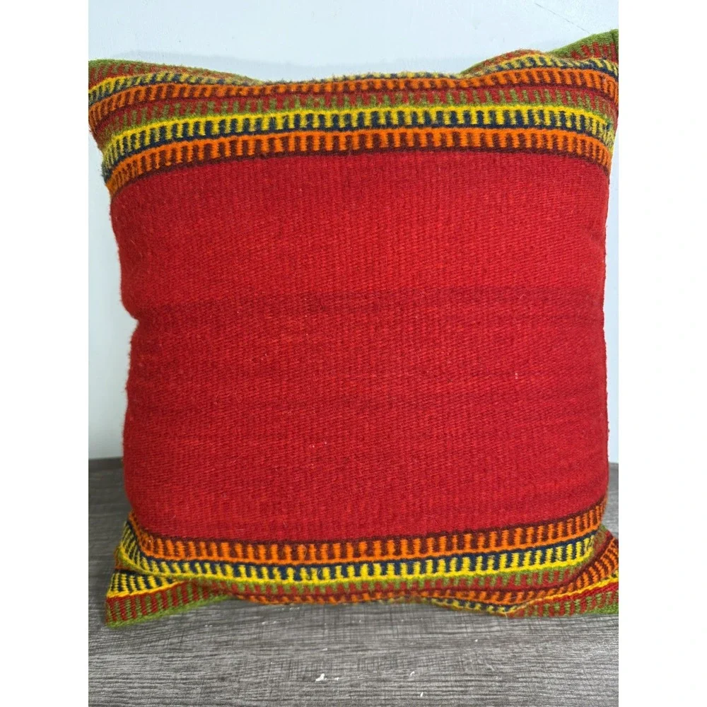 Zapotec Motif Wool Plush Pillow Southwestern Aztec Style